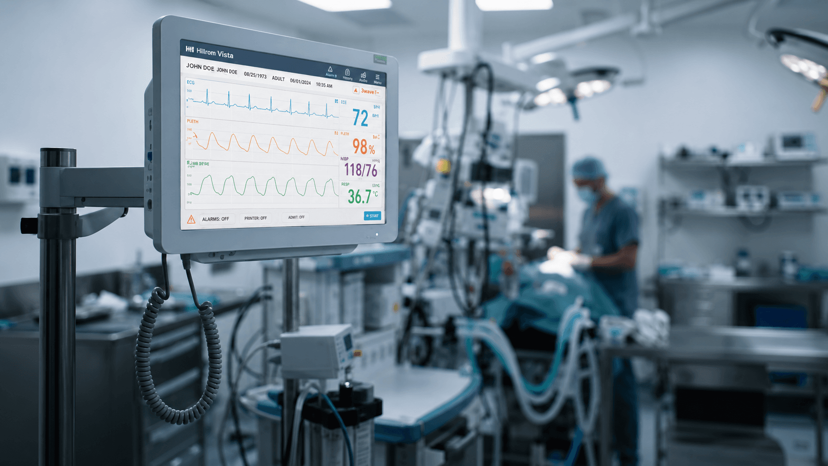 Monitor biomédico en quirófano